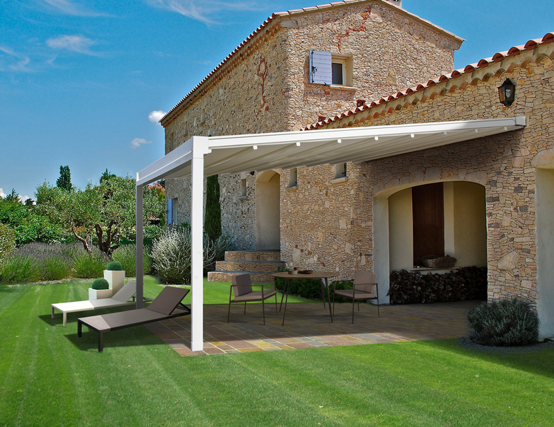 Pergola in alluminio con telo in pvc apribile